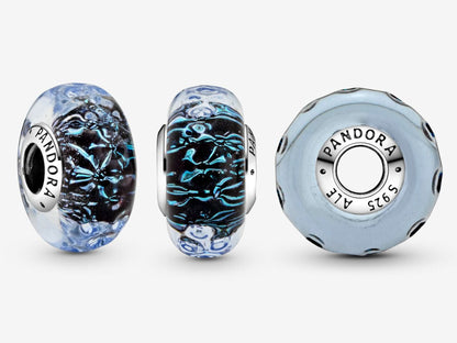 Wavy Dark Blue Murano Glass Ocean Charm