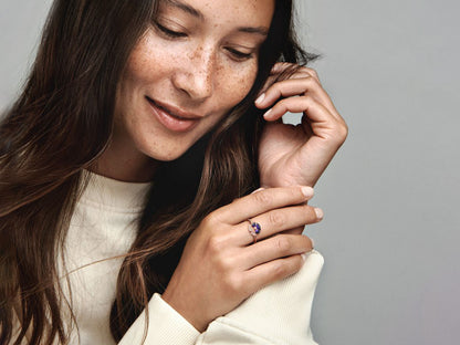 Deep Purple Pansy Flower Ring