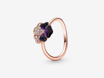 Deep Purple Pansy Flower Ring