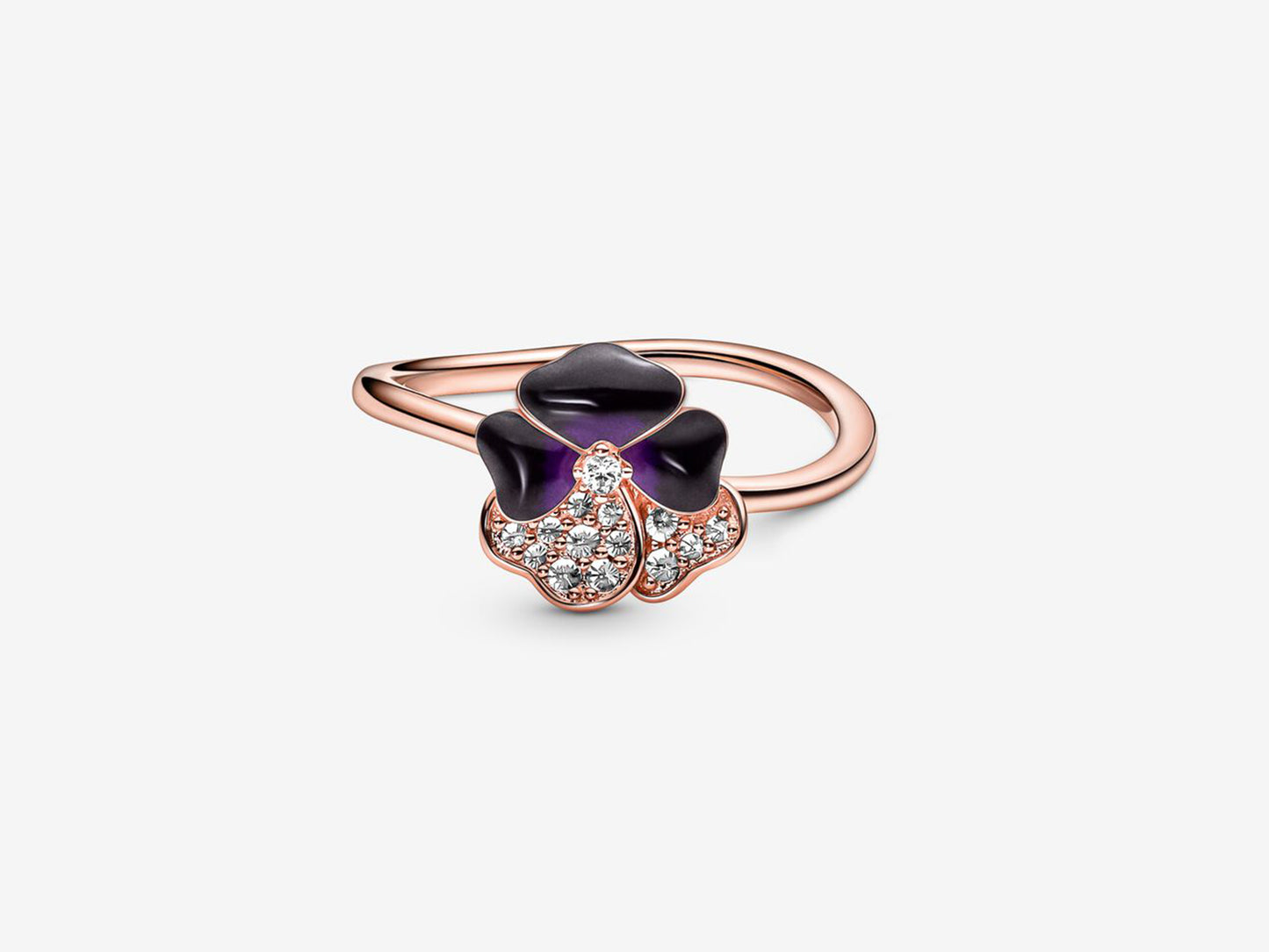 Deep Purple Pansy Flower Ring