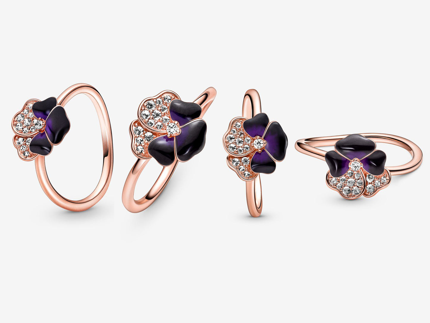 Deep Purple Pansy Flower Ring