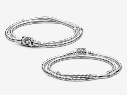 Double Wrap Barrel Clasp Snake Chain Bracelet