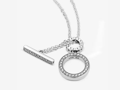 Double Circle T-Clasp Necklace