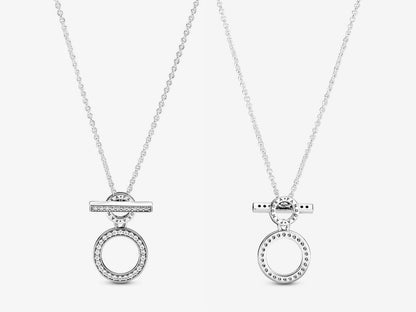 Double Circle T-Clasp Necklace