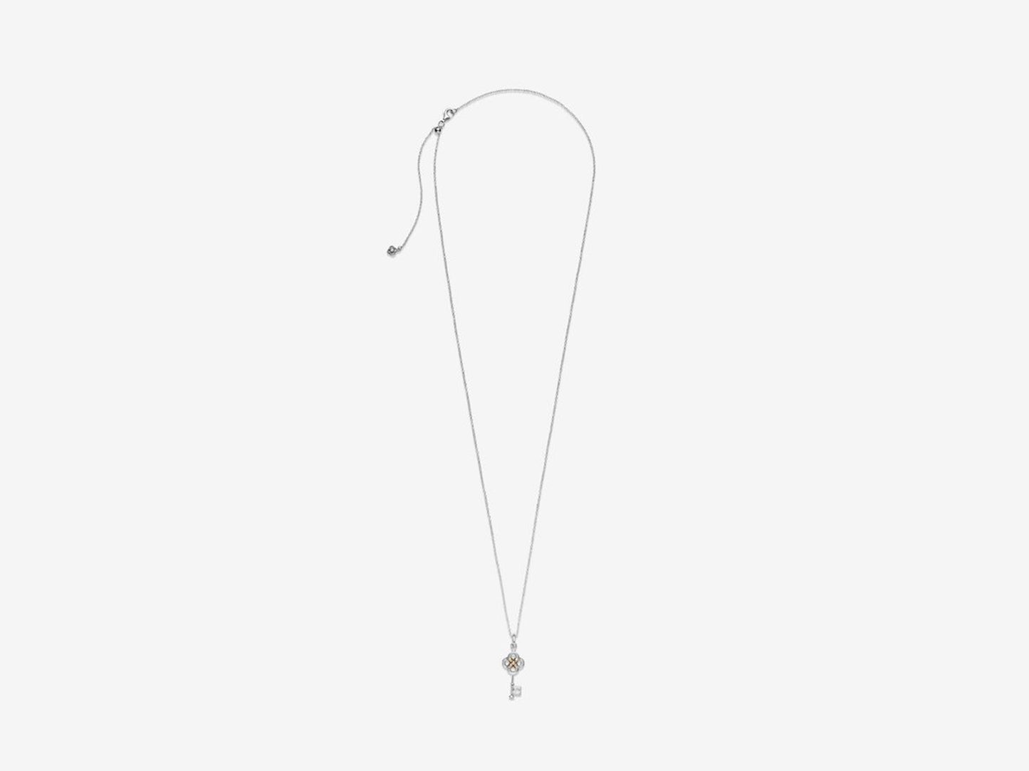 Dual-Tone Key & Flower Pendant Necklace
