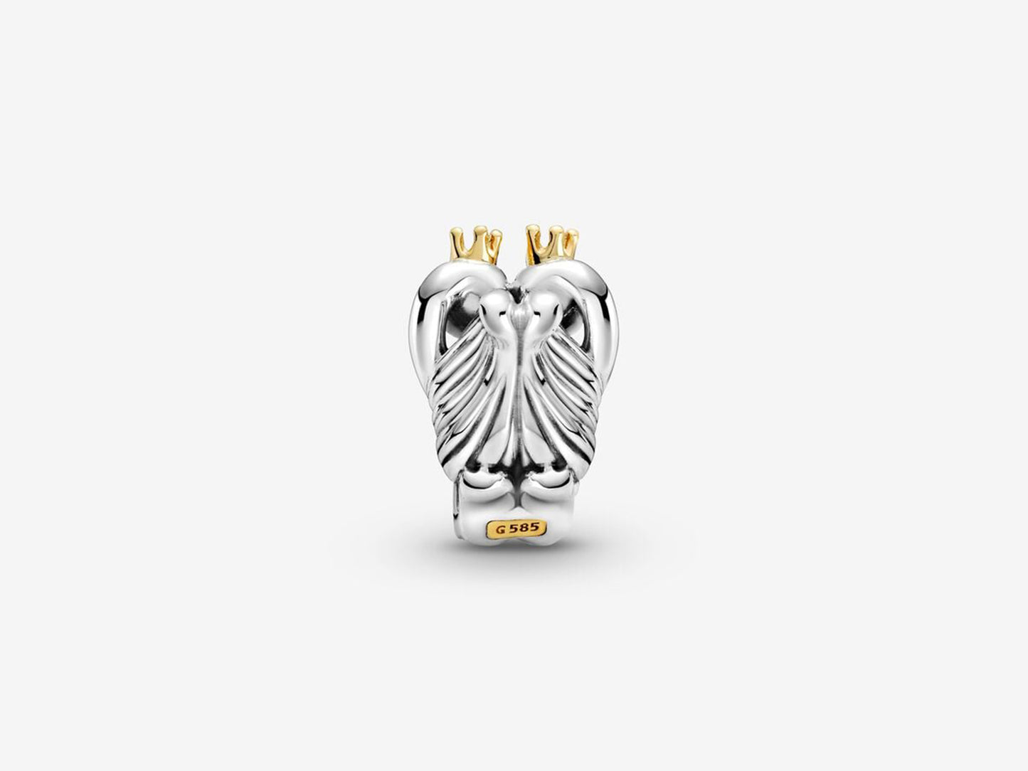 Dual Swan & Heart Silver Charm