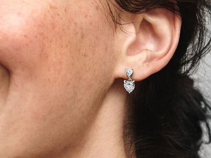 Double Heart Sparkling Stud Earrings