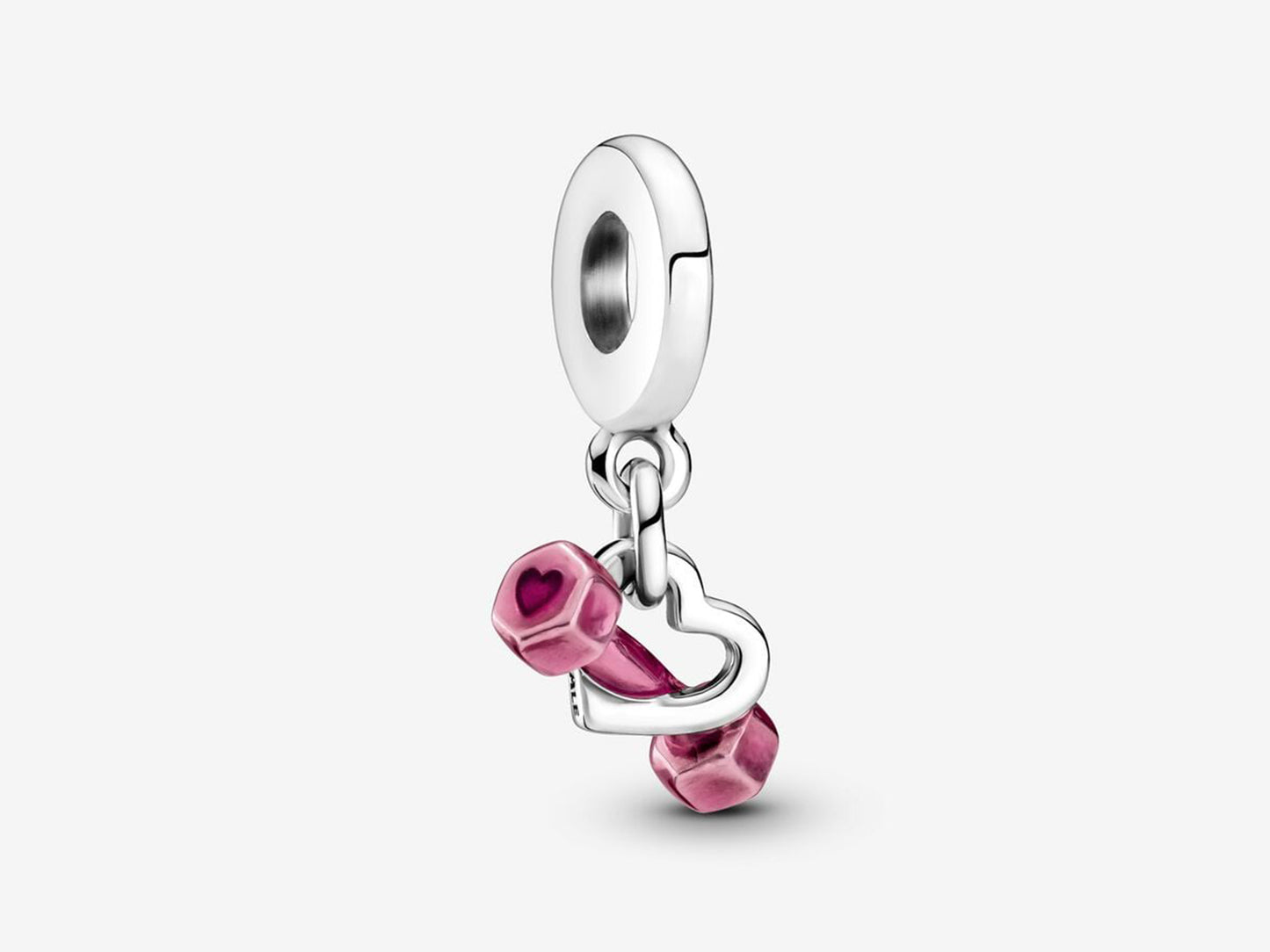 Dumbbell & Heart Dangle Charm
