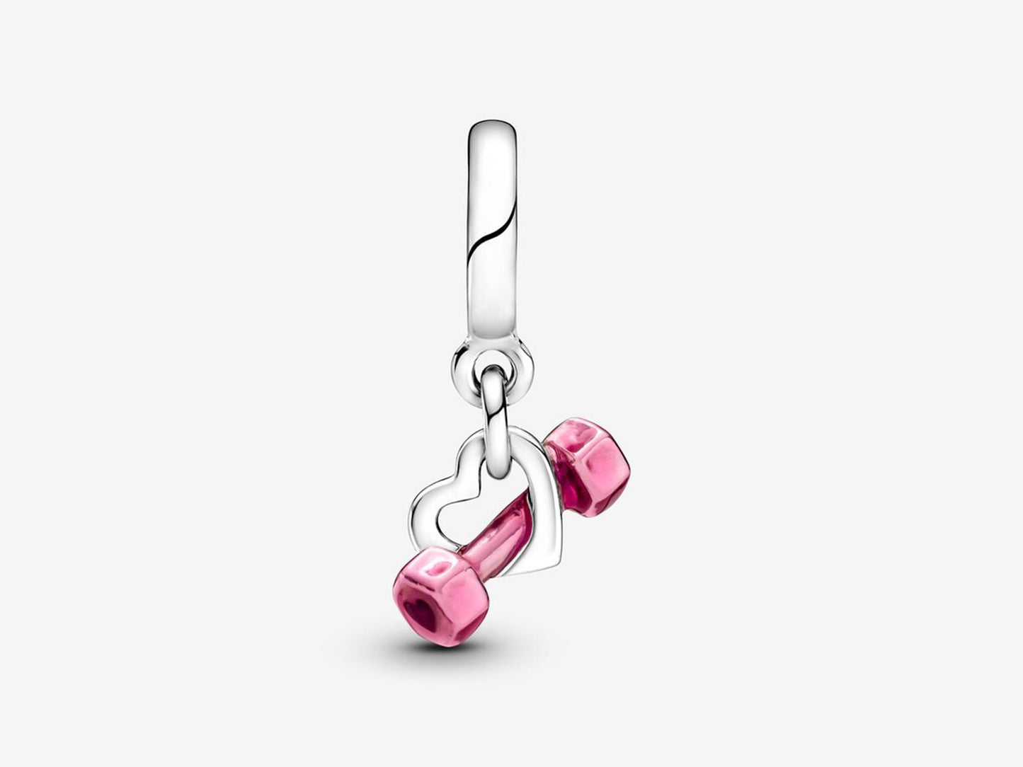 Dumbbell & Heart Dangle Charm