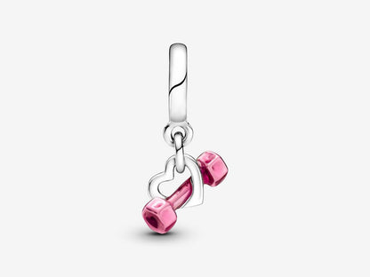 Dumbbell & Heart Dangle Charm
