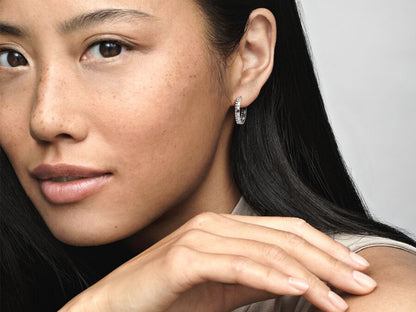 Signature logo and beaded round hoop earrings