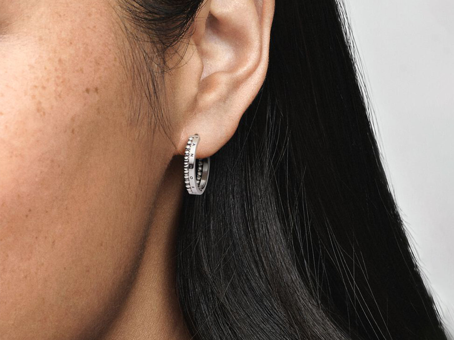 Signature logo and beaded round hoop earrings