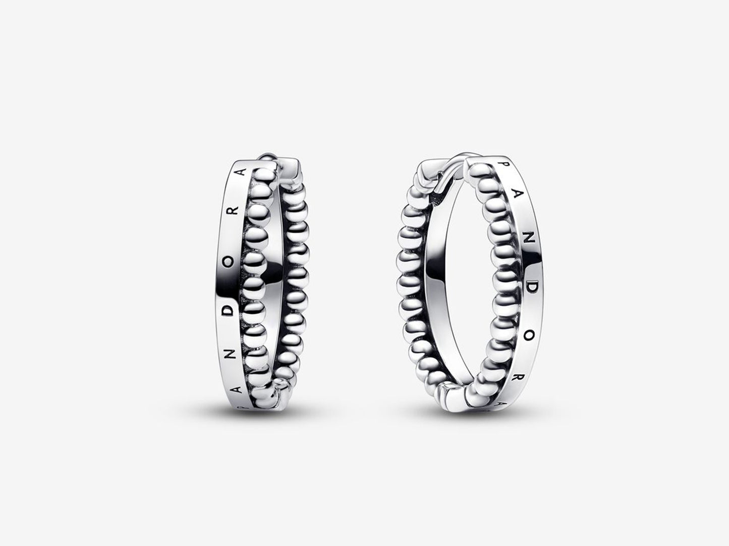 Signature logo and beaded round hoop earrings
