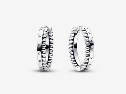 Signature logo and beaded round hoop earrings