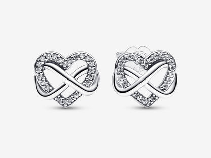 Sparkling Infinity Heart Stud Earrings