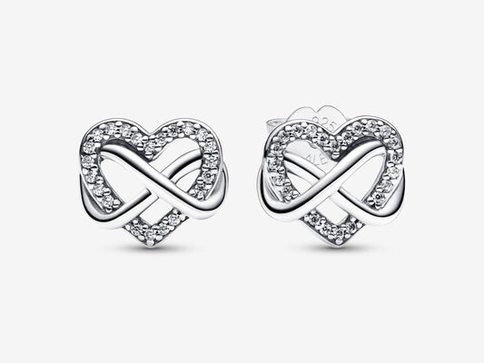 Sparkling Infinity Heart Stud Earrings