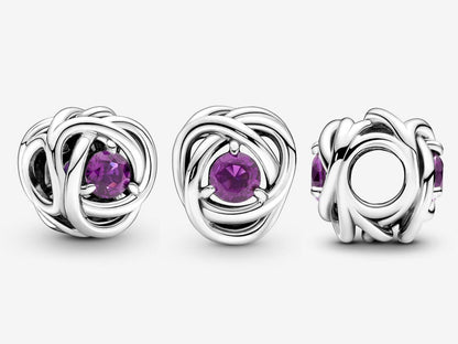 February Purple Eternity Circle Charm