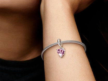 Pink Family Tree & Heart Dangle Charm