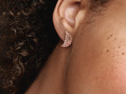 Floating Curved Feather Stud Earrings