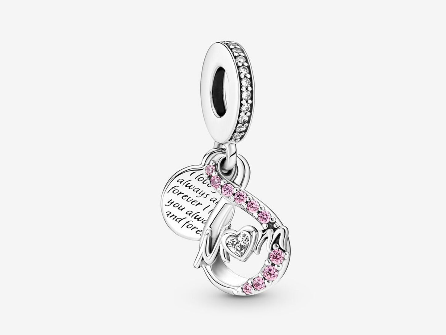 Mom Infinity Pavé Double Dangle Charm