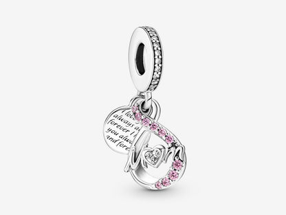 Mom Infinity Pavé Double Dangle Charm