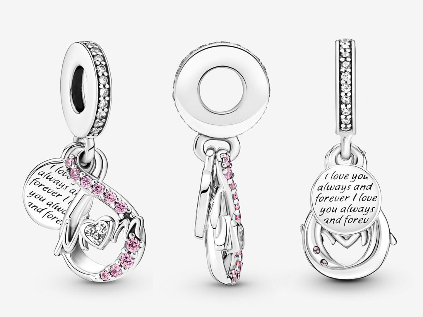 Mom Infinity Pavé Double Dangle Charm
