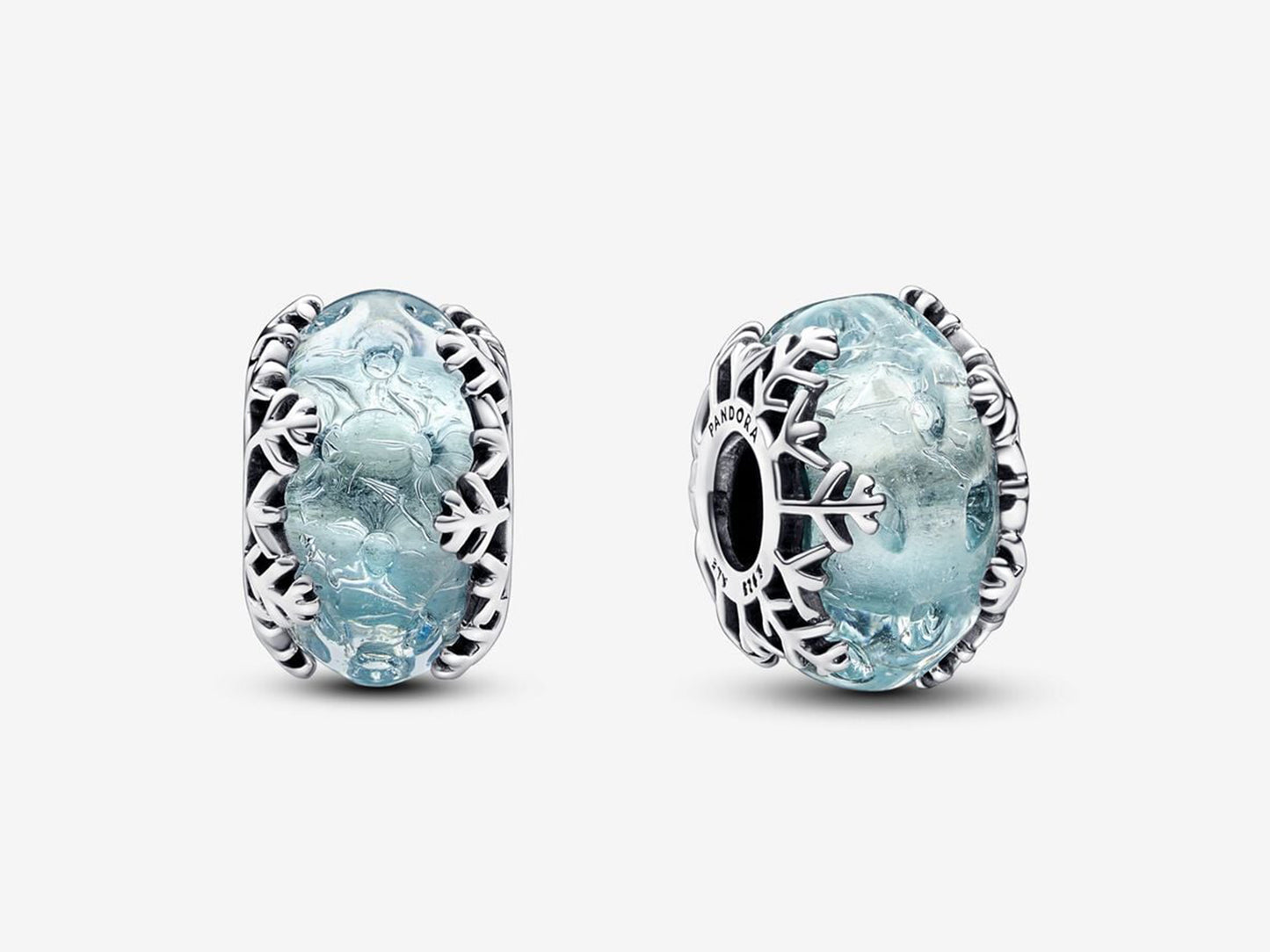 Winter Blue Snowflake Murano Charm