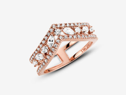 Sparkling Marquise Double Wishbone Ring