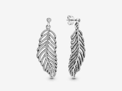 Gleaming Feather Drop Earrings