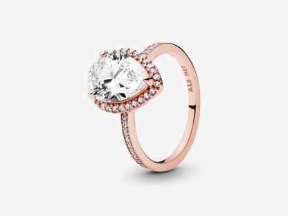 Sparkling Teardrop Halo Ring