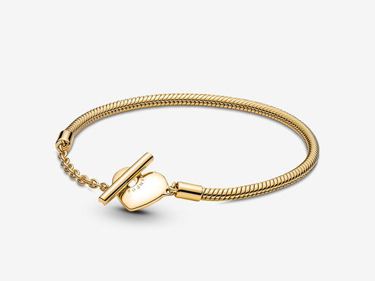 Heart T-Bar Snake Chain Bracelet