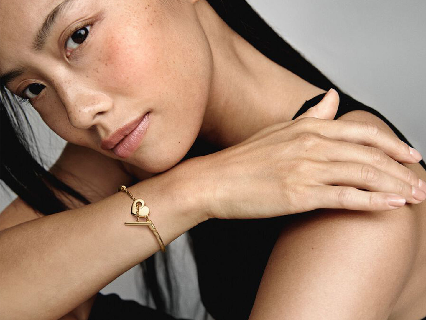 Heart T-Bar Snake Chain Bracelet