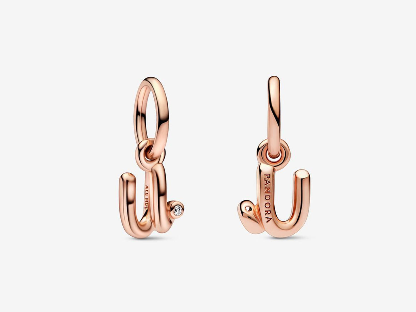 Letter U Script Alphabet Dangle Charm