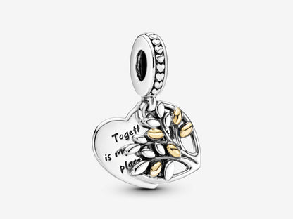 Two-Tone Family Tree Heart Charm