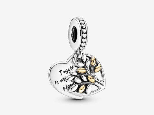 Two-Tone Family Tree Heart Charm