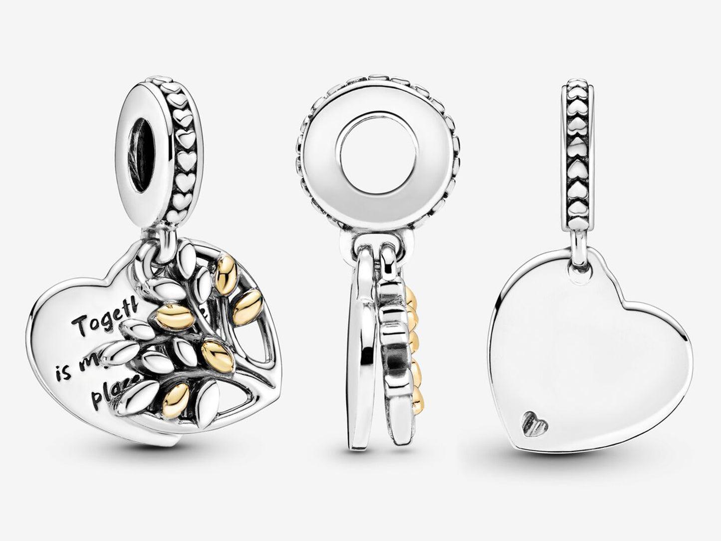 Two-Tone Family Tree Heart Charm