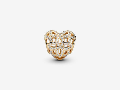 Golden Floral Heart Charm