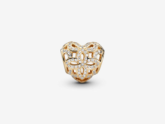 Golden Floral Heart Charm