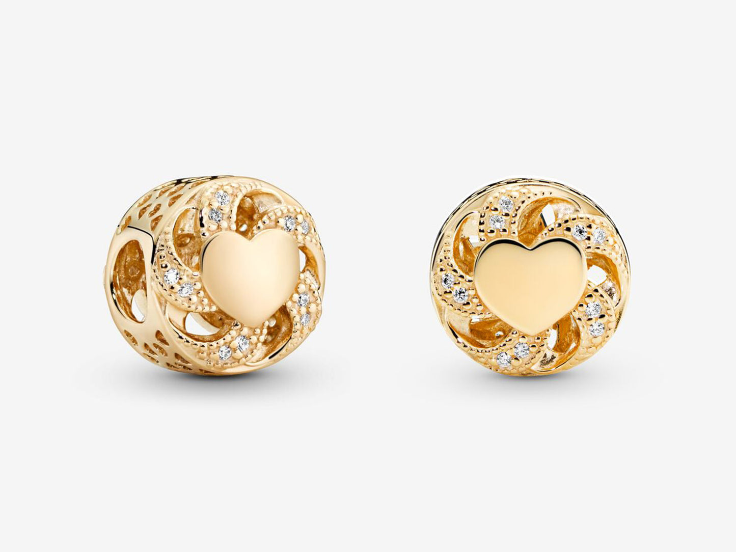 Golden Ribbon Heart Charm