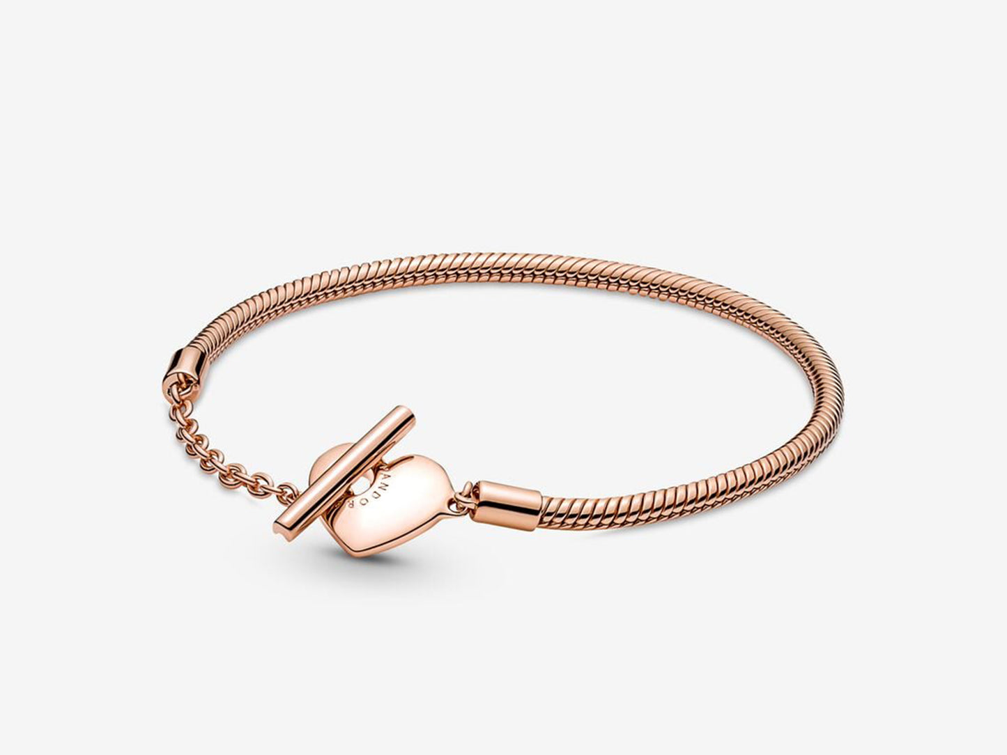 Heart T-Bar Snake Chain Bracelet