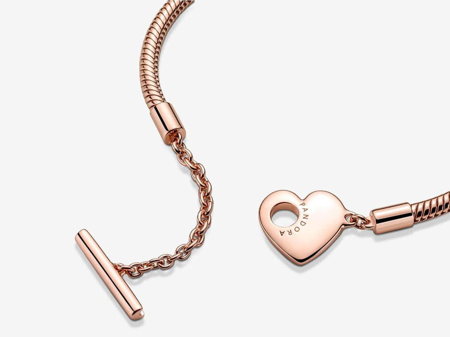 Heart T-Bar Snake Chain Bracelet
