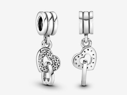 Interlocking Hearts Dangle Charm