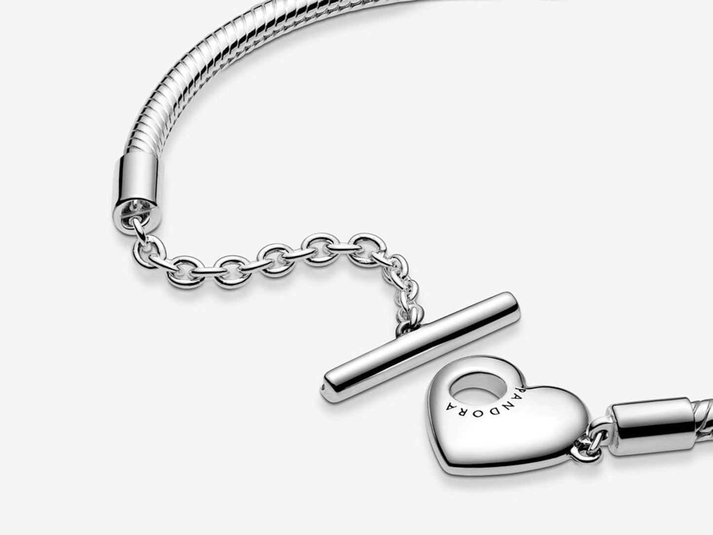 Heart T-Bar Snake Chain Bracelet