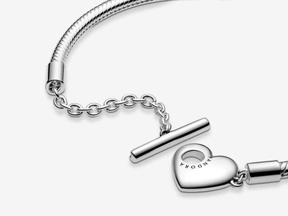 Heart T-Bar Snake Chain Bracelet