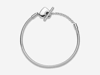 Heart T-Bar Snake Chain Bracelet
