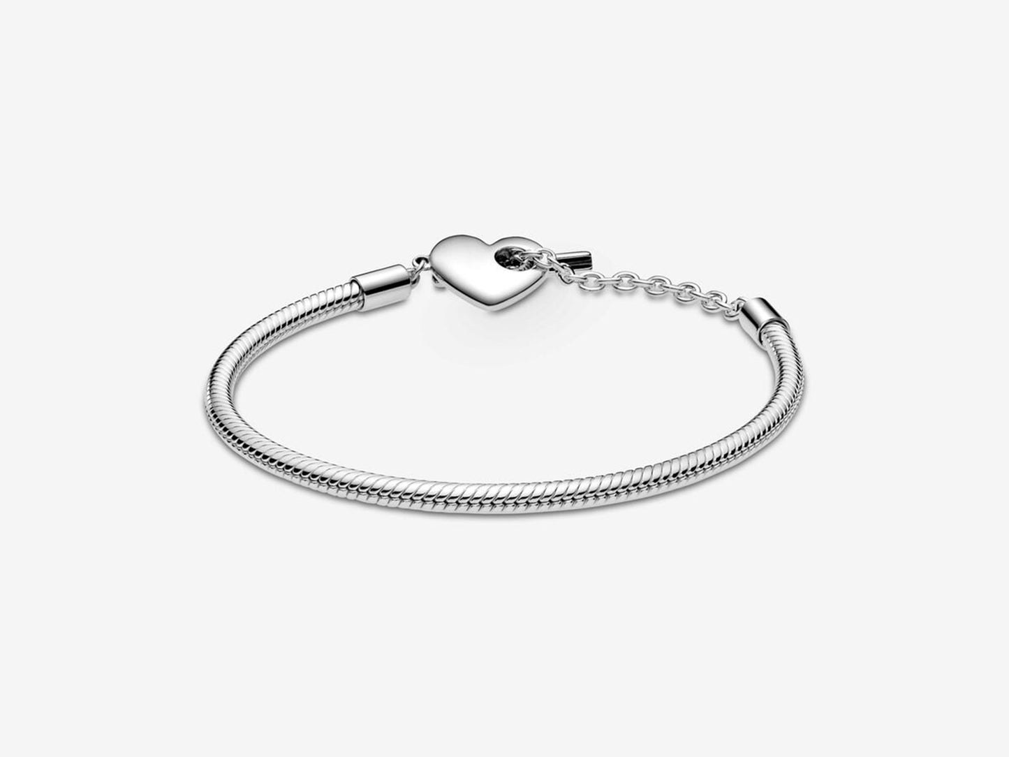 Heart T-Bar Snake Chain Bracelet