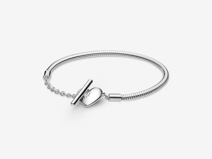 Heart T-Bar Snake Chain Bracelet