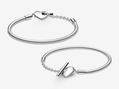 Heart T-Bar Snake Chain Bracelet