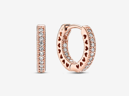 Pavé Heart Hoop Earrings