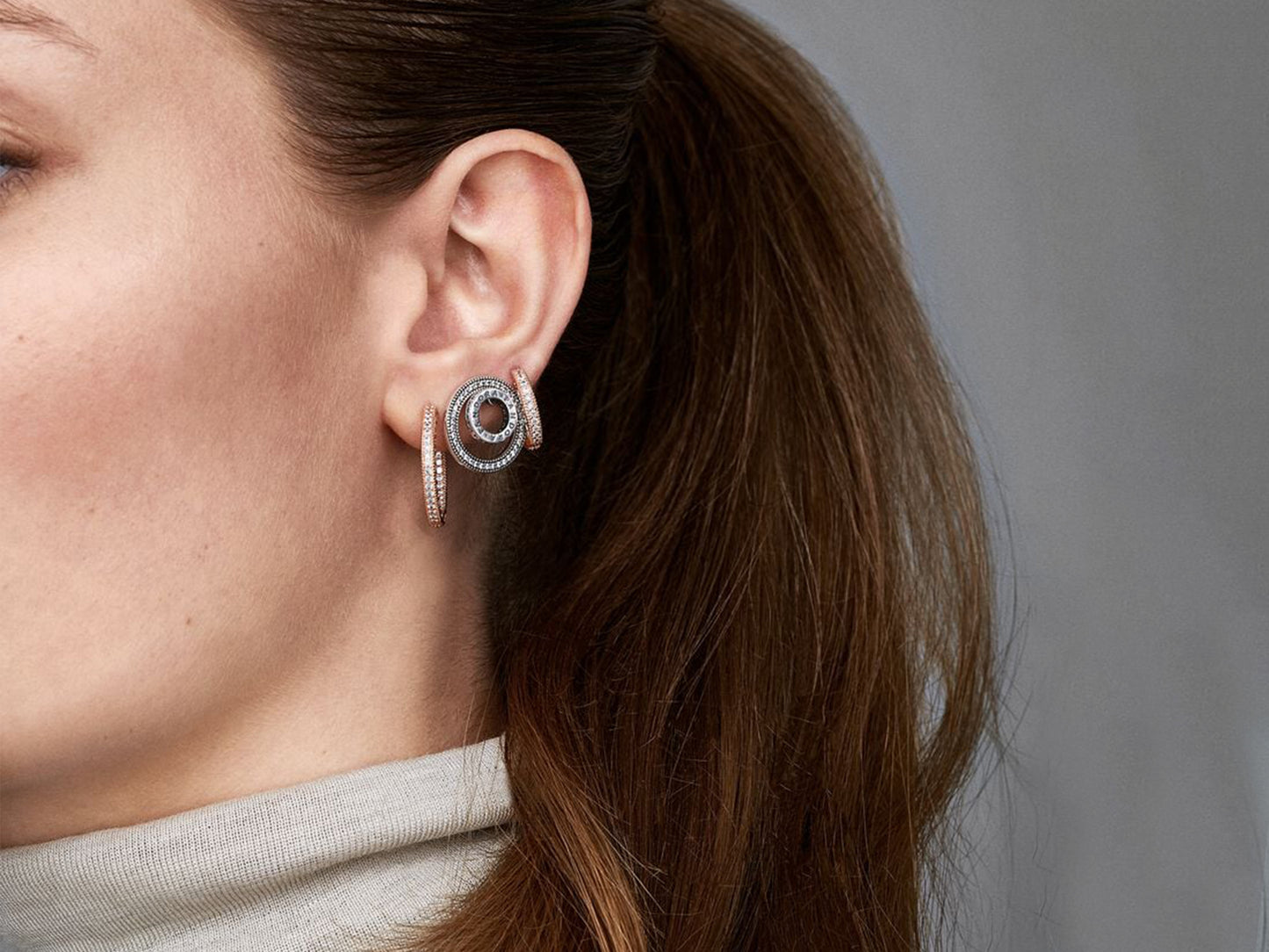 Pavé Heart Hoop Earrings